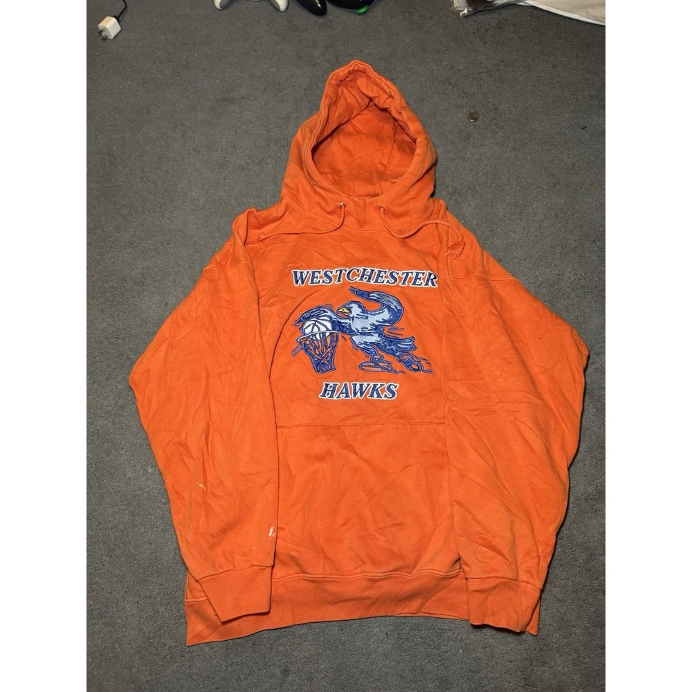 Westchester Hawks Hoodie Orange Basketball Pullover Men's Large